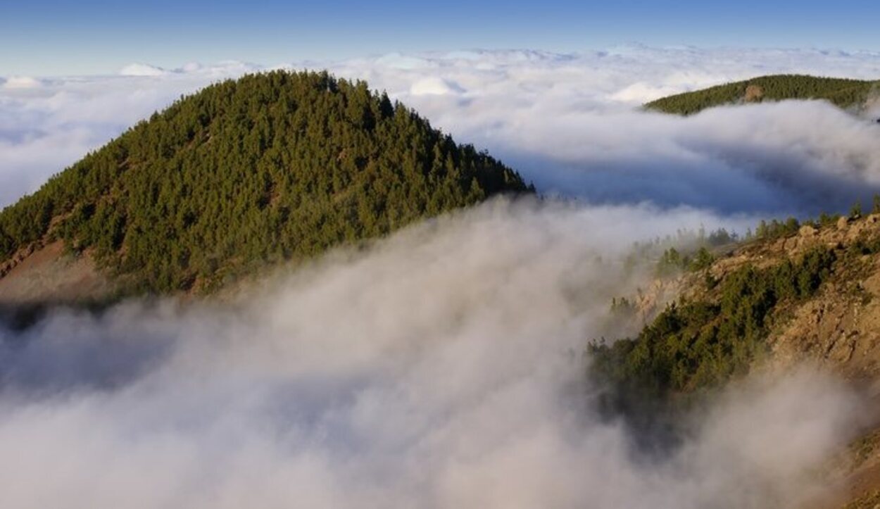 Las nubes quedan por debajo y los vientos aliseos consiguen que parezca que hay un mar de nubes a nuestros pies