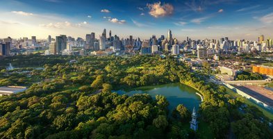 Vista del Skyline de Bangkok y Lumpini Park